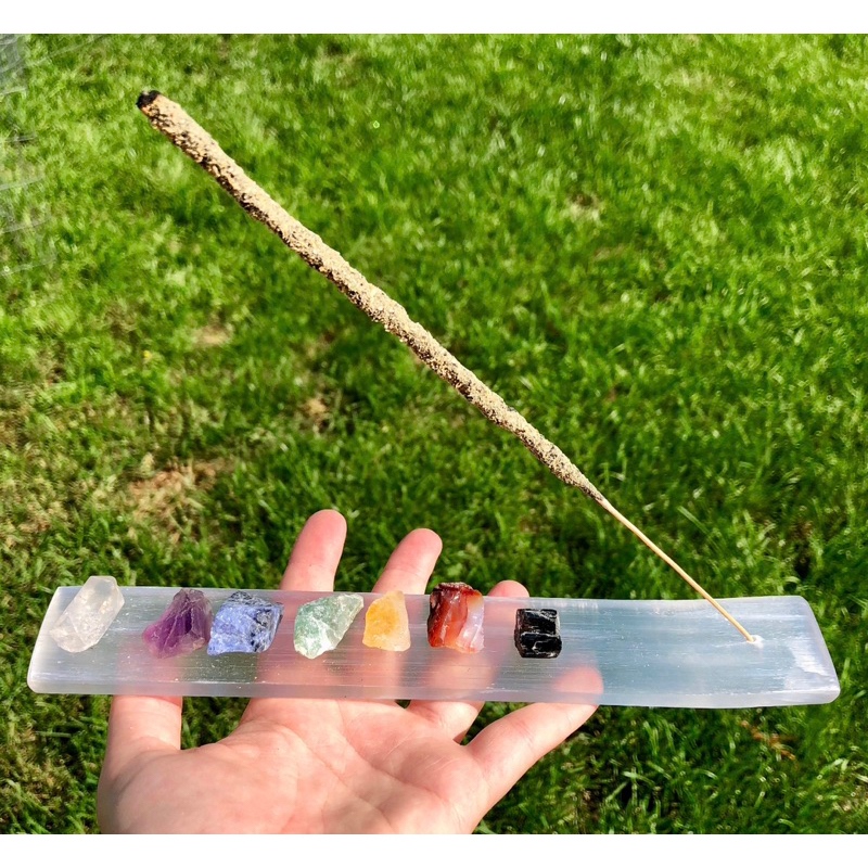 Selenite Incense Stick Holder - Selenite Plate Incense Burner - Selenite Slab - Selenite Crystal Cha