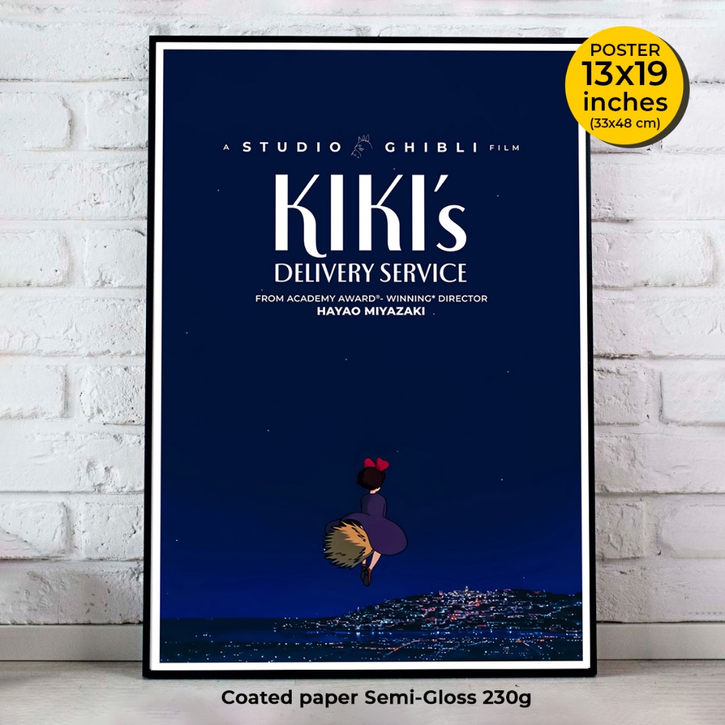 Kiki's Delivery Service Poster (1989) 魔女の宅急便  by Hayao Miyazaki โปสเตอร์แม่มดน้อยกิกิ ภาพขนาด 33X48 cm