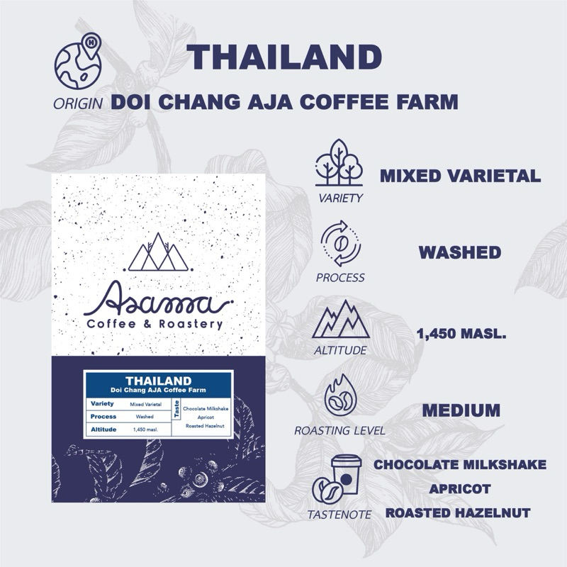 เมล็ดกาแฟคั่วกลาง เชียงรายดอยช้าง AJA Coffee 200g