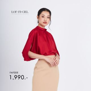 Lofficiel เสื้อ ตรุษจีน ญ เสื้อผู้หญิง ซิลค์ ซาติน คอตั้ง แข…