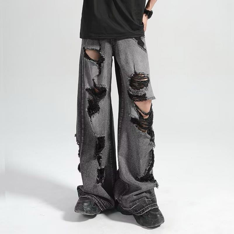 กางเกงยีนส์ทรงกระบอก black patch jeans
