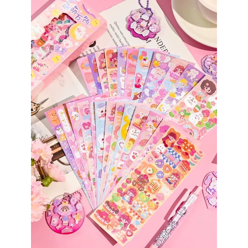 สติ๊กเกอร์ลายการ์ตูน แบบเพชร วิ้ง 1แผ่น
