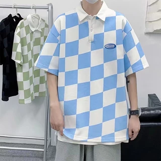 TS MEN เสื้อ​คอปก​ เสื้อ​โปโล เสื้อแขนสั้น ลายสก๊อต ผ้าดีสวมใส่สบาย T78
