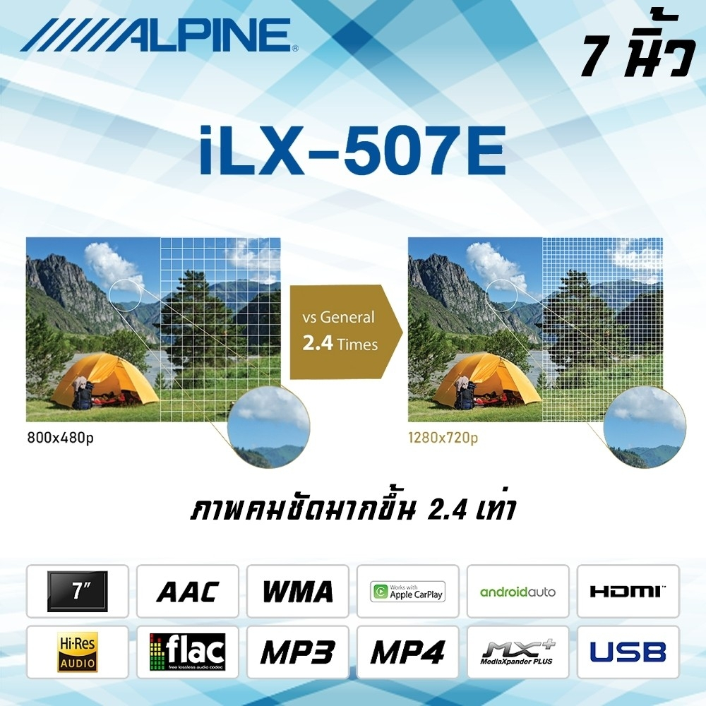 ALPINE รุ่น iLX-507E ของแท้แน่นอน!! เครื่องเล่นติดรถยนต์ เล่นไฟล์เพลงความละเอียดสูง HI-RES AUDIO LDAC