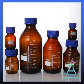 ขวดเก็บสารเคมี สีชา แบบฝาเกลียว ขนาด 100, 250, 500,1000,2000ml, Duran / Reagent bottle, Glass Laboratory Reagent Bottle