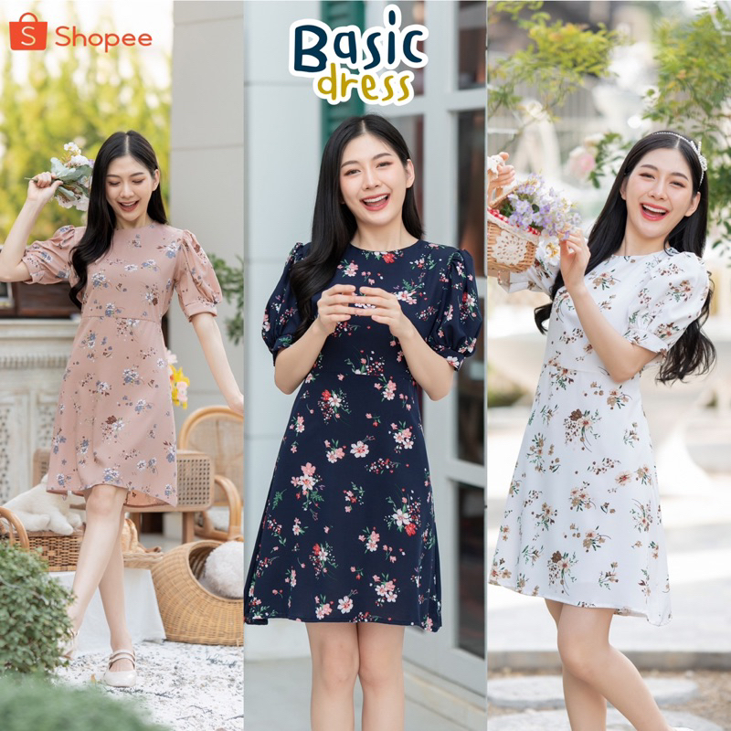 Basic dress ลายดอกไม้มาใหม่