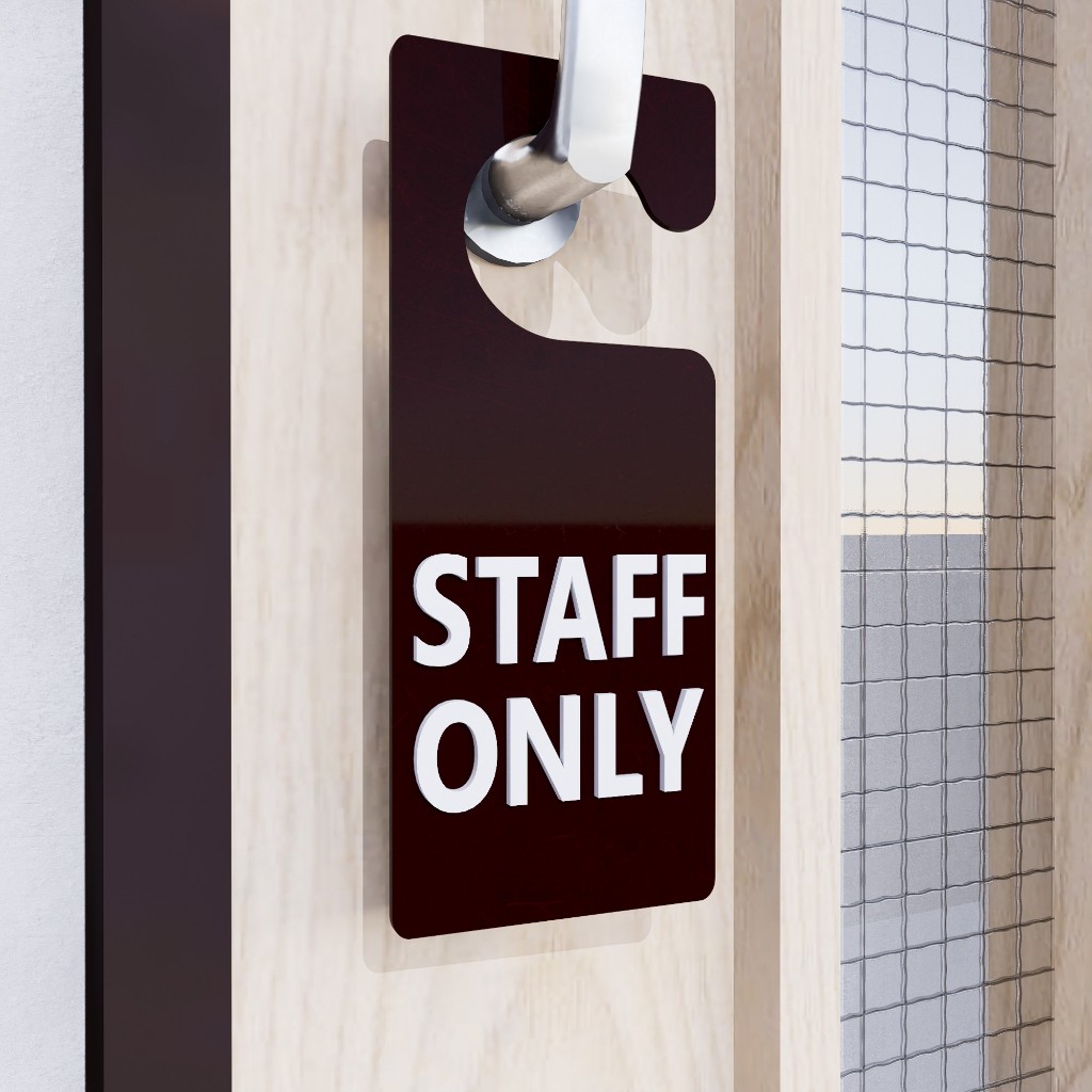 ป้าย staff only ป้ายอะคริลิค แขวนประตู ป้ายห้ามเข้า ป้ายเฉพาะพนักงาน พร้อมส่ง ส่งไว