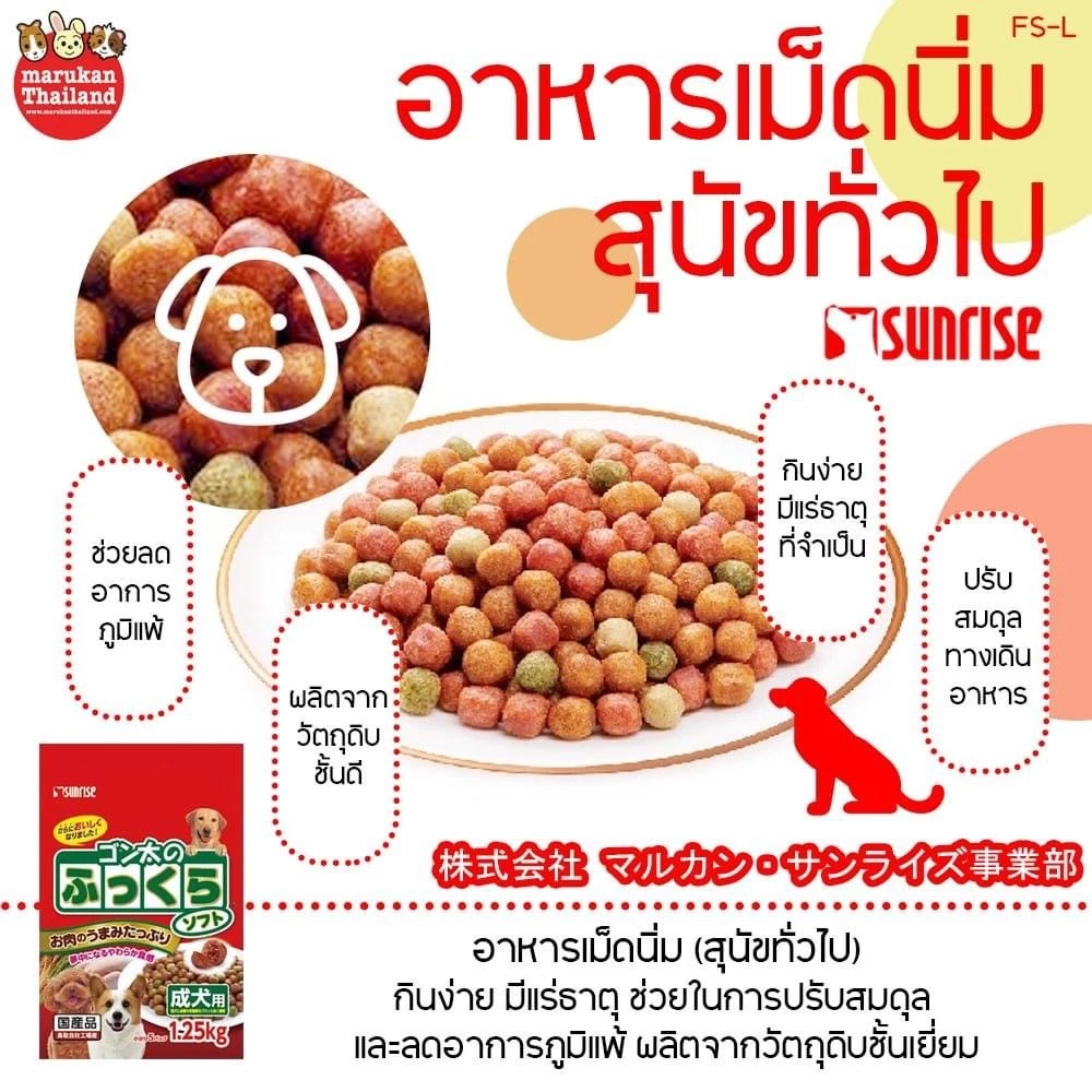 FS-L Marukan มารุคังอาหารเม็ดนิ่ม (สุนัขทั่วไป) ยกถุง 1.25 Kg