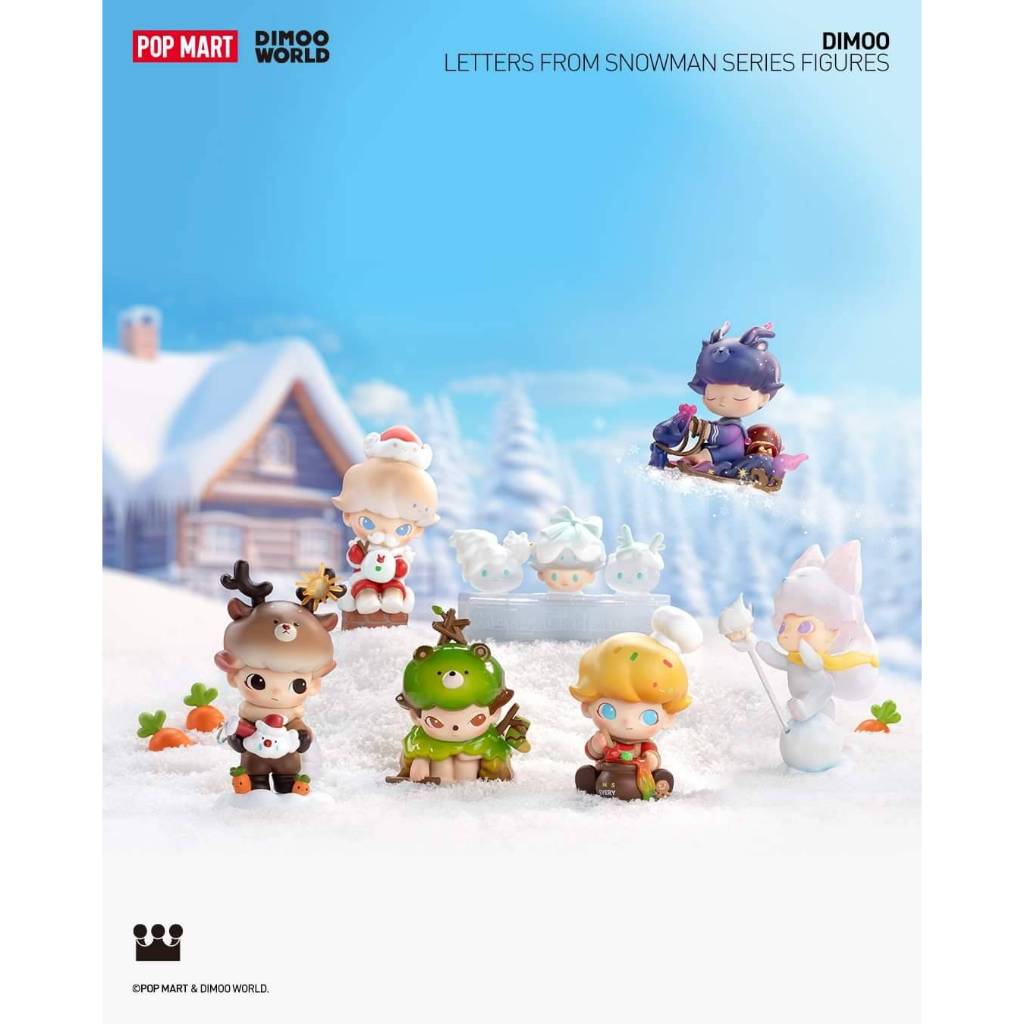 พร้อมส่ง ยกกล่อง Pop Mart Dimoo Letters From Snowman Series กล่องสุ่ม ของแท้ ลุ้นซีเครต Dimoo Christmas