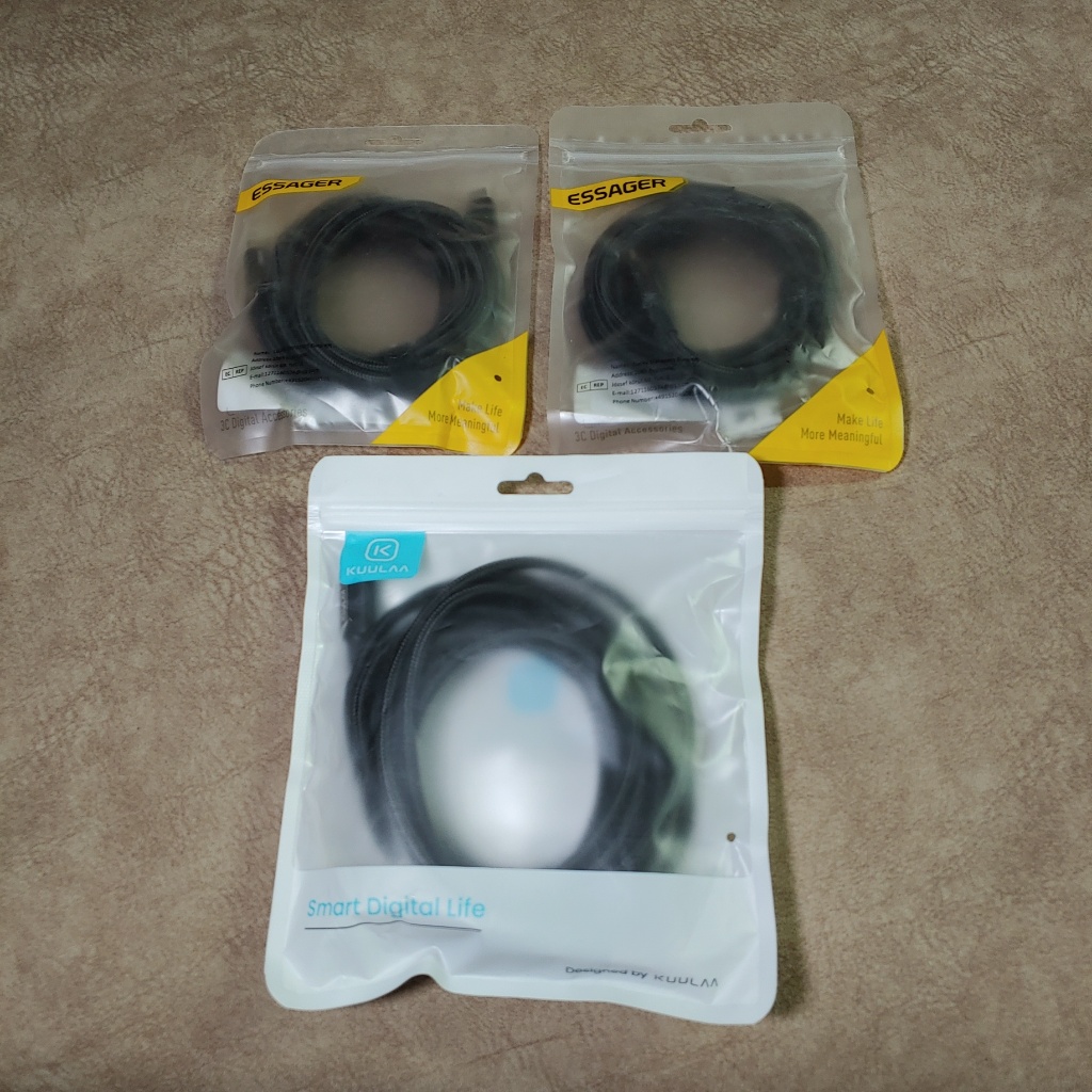 (ยาว 3 เมตร ส่งฟรี) สายชาร์จ PD 100W ยี่ห้อ Essager / Kuulaa USB-C to USB-C Fast Charge 3-Meter Cabl