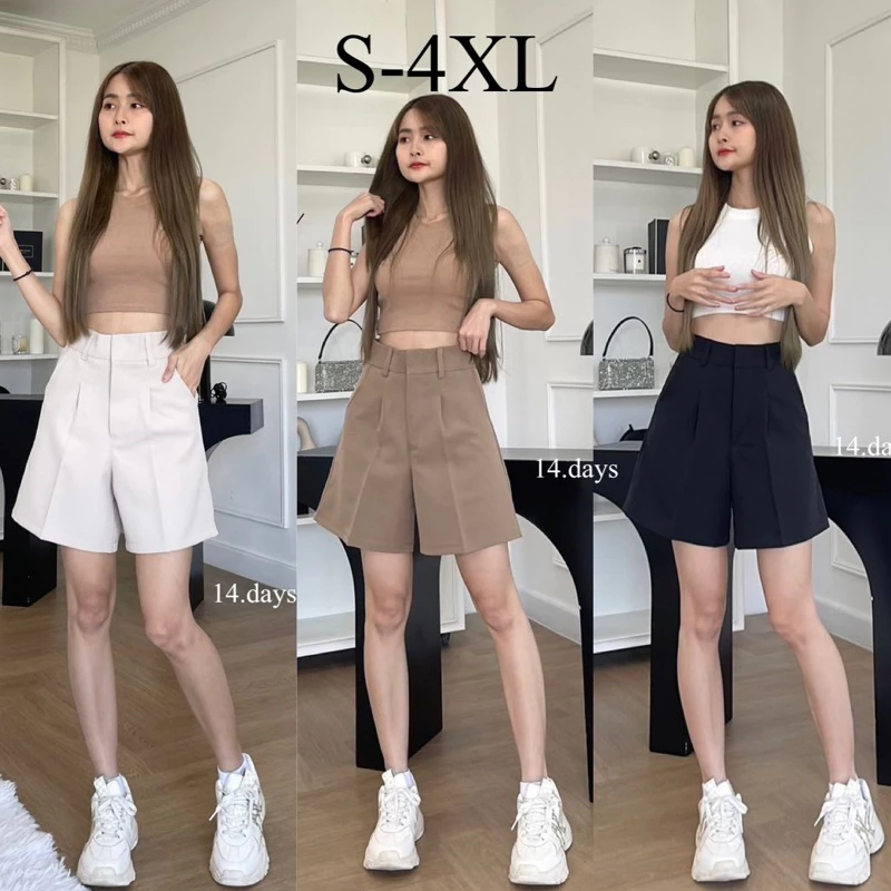 Clearance รุ่น B001 กางเกงขาสั้น เบสิค ผ้าไมโครหนา เก็บพุง ยาวกำลังดี