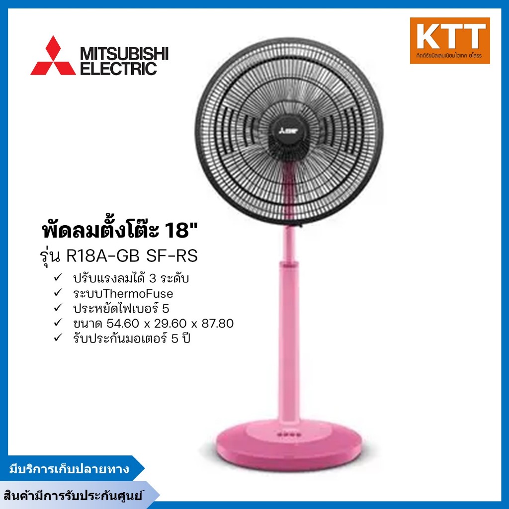 พัดลมตั้งโต๊ะ MITSUBISHI ELECTRIC 18 นิ้ว (สีชมพู) รุ่น R18A-GB SF-RS