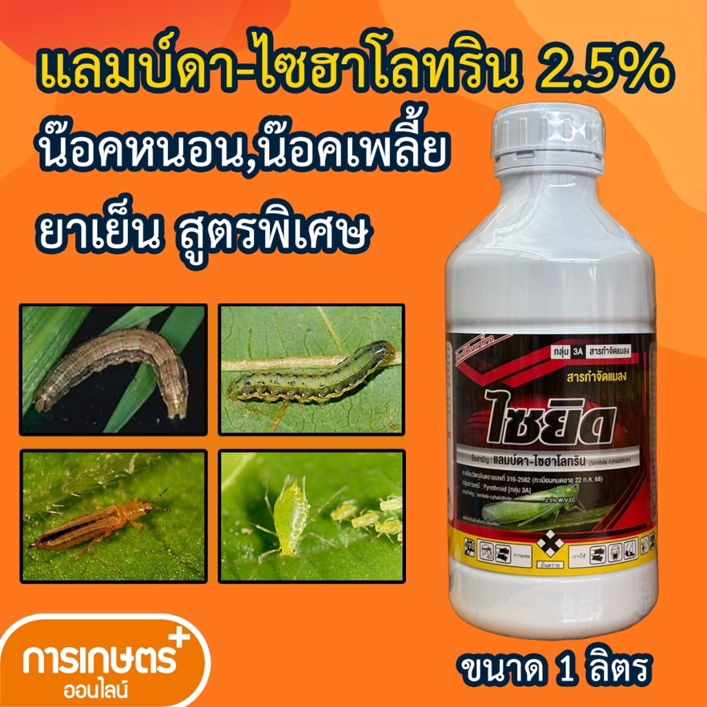 ไซยิด แลมป์ดา-ไซฮาโลทริน แลมบ์ดา 1 ลิตรไซฮาโลทริน ยาน็อคแมลง สูตรเย็นสูตรพิเศษ สารกำจัดแมลง  หนอน เพลี้ย แมลงบินทุกชนิด
