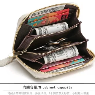 กระเป๋าสตางค์ใบสั้นซิปรอบ หนังวัวนิ่ม มีช่องซิปใส่เหรียญ ขนาด4.5"กระทัดรัดพกพาง่าย #(34D)