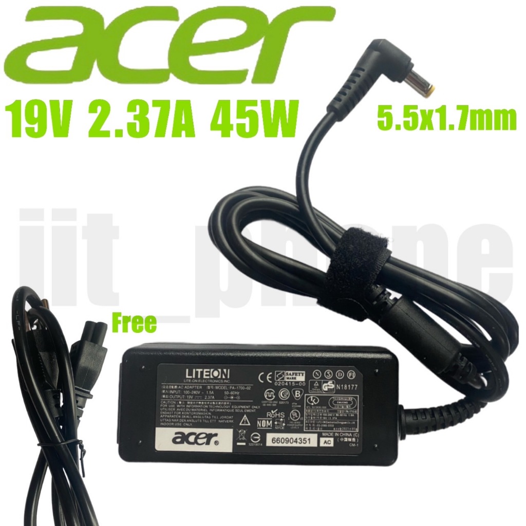 Adapter Acer 45W 19V 2.37A 5.5X1.7mm ตัวเล็ก สินค้าพร้อมส่ง