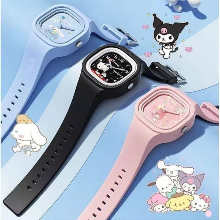 นาฬิกาข้อมือ sanrio ซานริโอ้ สายซิลิโคน ทรงสี่เหลี่ยม น่ารัก สวมได้ทั้งเด็กและผู้ใหญ่