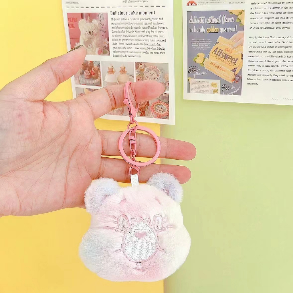 Ellen Care Bears ตุ๊กตาหมีสายรุ้งน่ารัก พวงกุญแจรถ สร้างสรรค์ จี้กระเป๋า