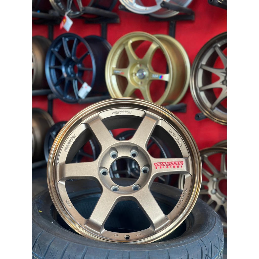 ล้อTE37 ขอบ 18น้ำตาลหยอดแดง 6 รู กว้าง 8.5 นิ้ว