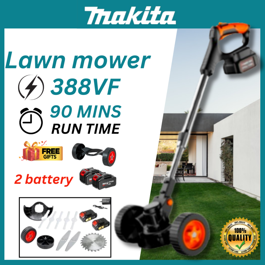 เครื่องตัดหญ้าไฟฟ้าไร้สายทรงพลัง 388V ที่กันจอนหญ้าแบตเตอรี่ลิเธียมแบบชาร์จไฟได้ 2 Battery