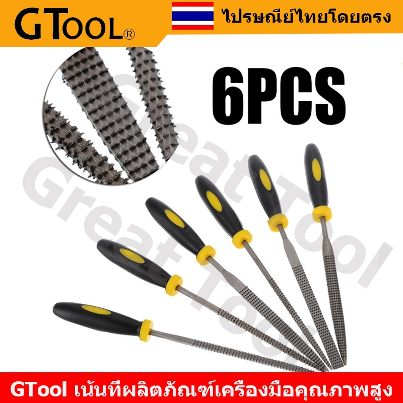 GTool 6 pcs ไม้เล็กๆ Rasp ชุดแบนกลมสามเหลี่ยมสี่เหลี่ยม Halbrund เข็มใหม่