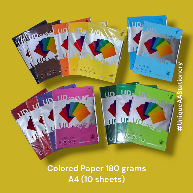 UD กระดาษการ์ดสี 180 แกรม A4 (10 แผ่น) Colored Paper 180grams A4 (10 sheets)