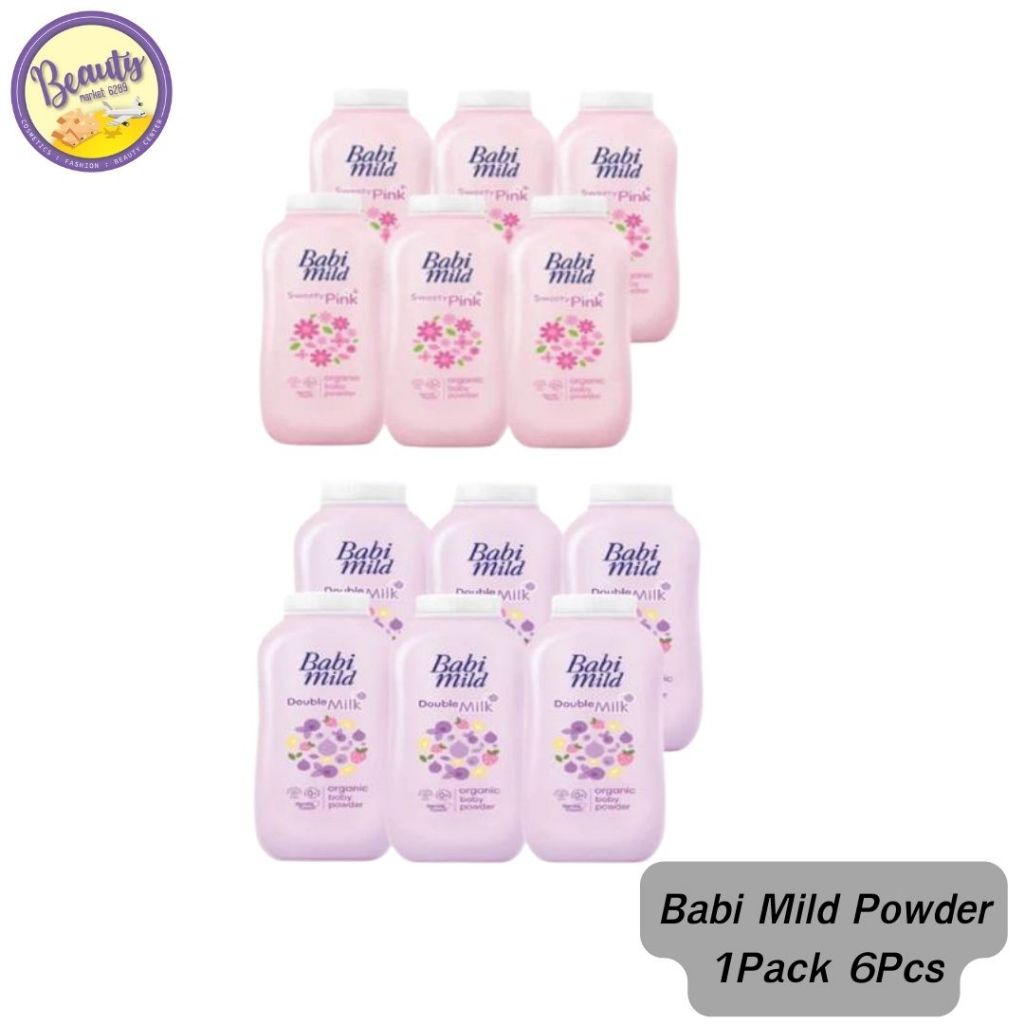 เบบี้มายด์ แป้งเด็ก Babi Mild Powder 45กรัม (ยกแพ็ค 6ขวด)