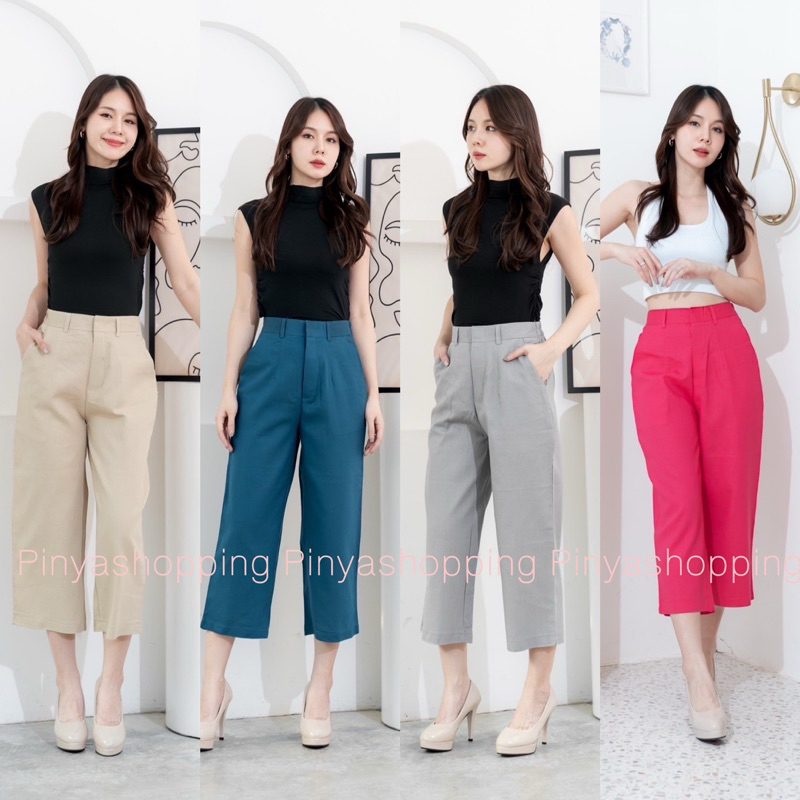 กางเกงผ้าลินินขากระบอกเล็กทรง7ส่วนเอวสูงตะขอหน้าทรงสวยFreesize♾️