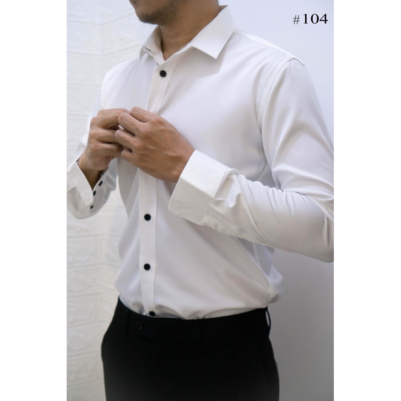 เสื้อเชิ้ตคอปก เสื้อคอจีน สีขาว เนื้อผ้านิ่มลื่น รีดง่ายใส่สบาย สลิมฟิตเข้ารูป ใส่ออกงาน ทำงาน แต่งงาน