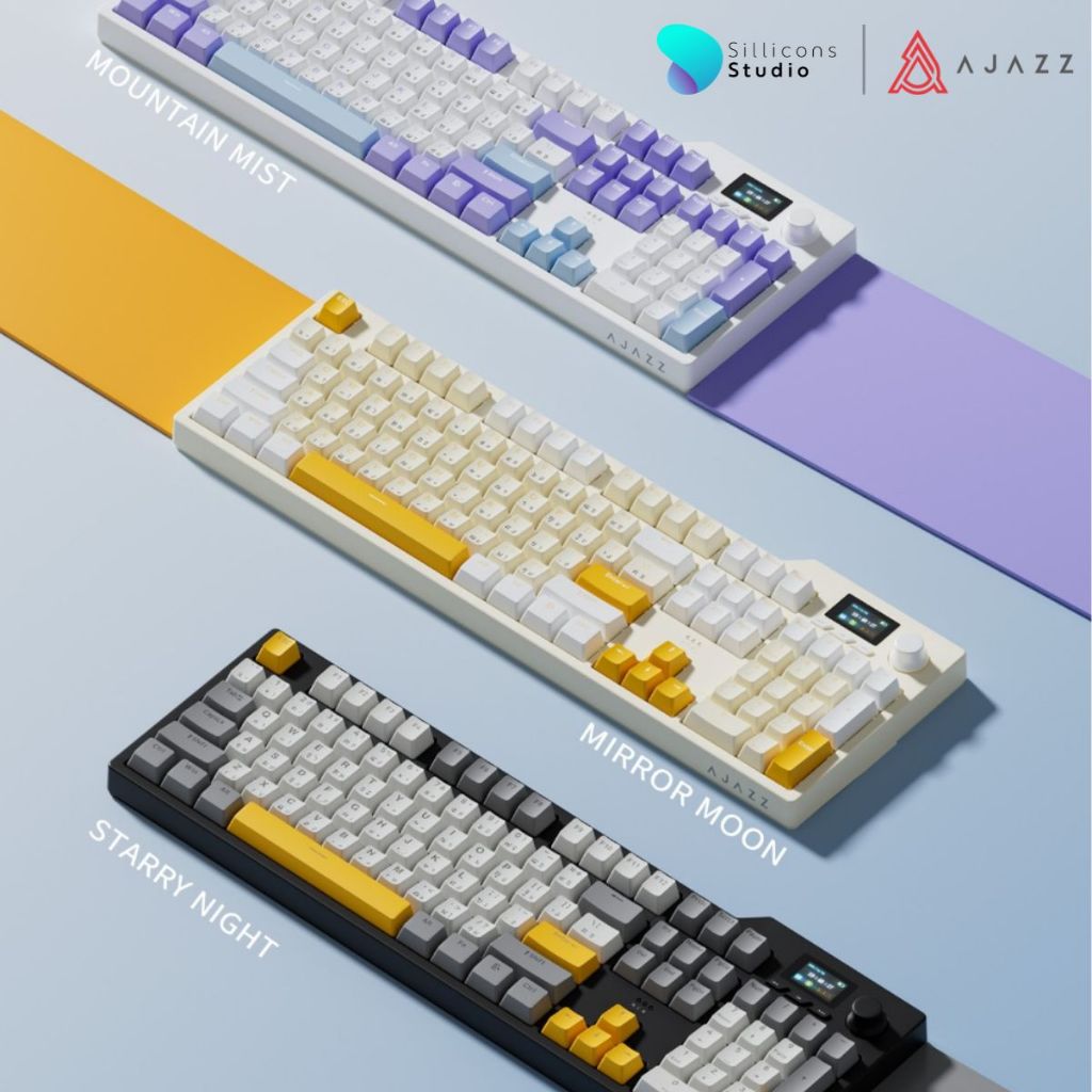 คีย์บอร์ดเกมมิ่ง Ajazz AK35i V2 TFT Screen Gasket Tri-Mod Mechanical Keyboard รับประกันสินค้า 1 ปี