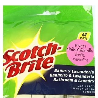 Scotch-Brite สก๊อตช์-ไบรต์ ถุงมือยางสำหรับงานครัว สีชมพู Size :M Rubber gloves for kitchen work pink