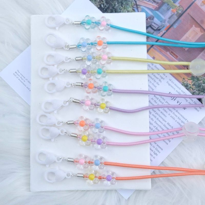 สายคล้องแมส ปรับสายได้ ลูกปัดดอกไม้ พร้อมส่ง!!