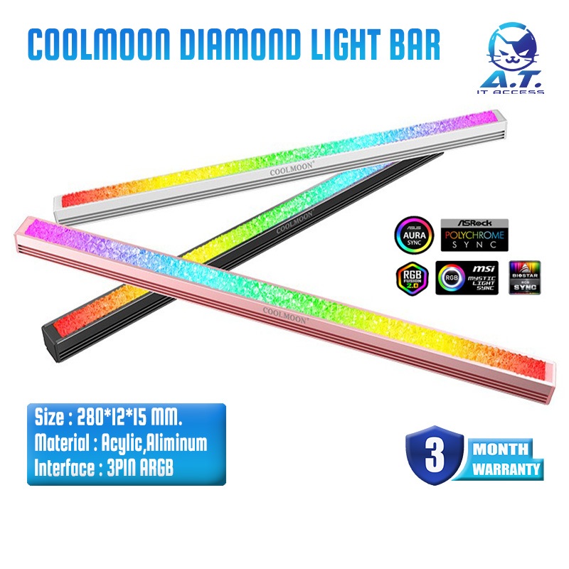 แท่งไฟ แถบแม่เหล็ก แต่งคอม Coolmoon Diamond Ray 280 Light Bar RGB