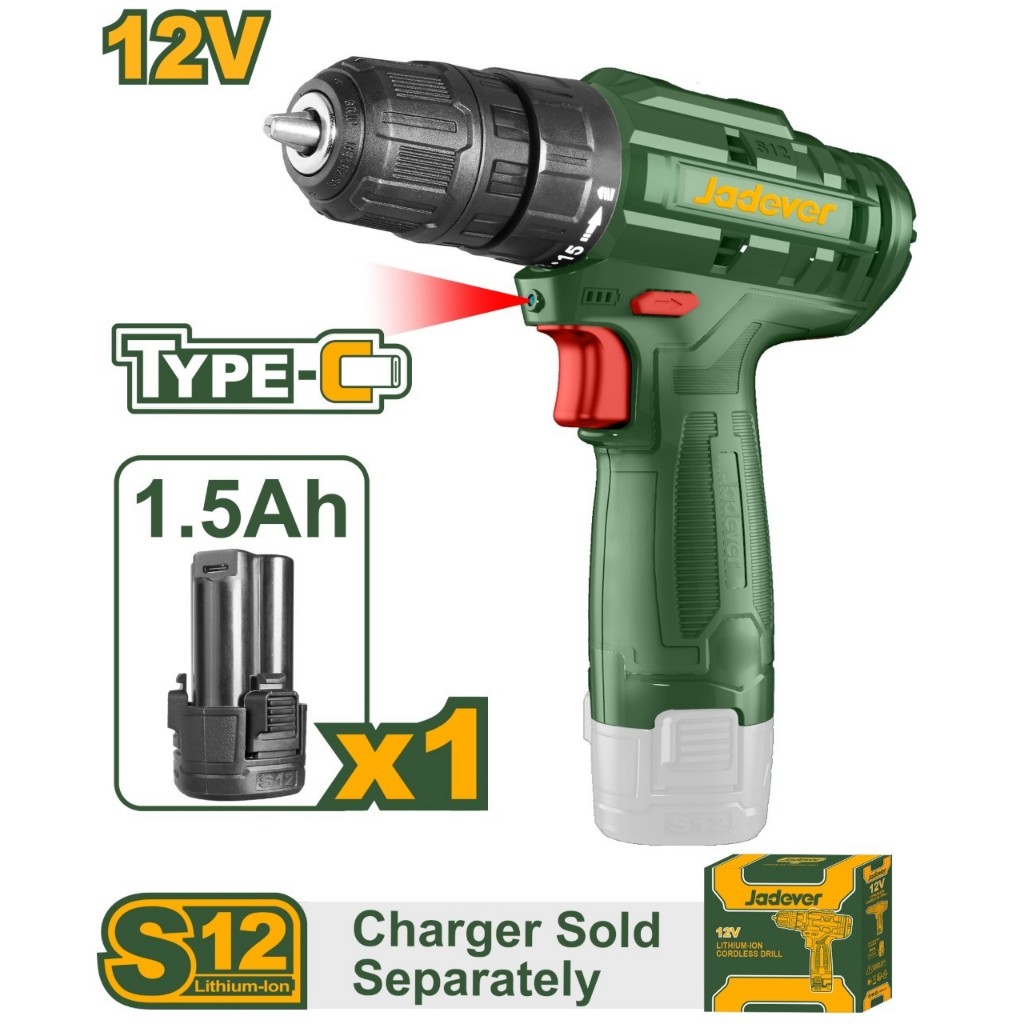 JADEVER สว่านแบตเตอรี่ไร้สาย 12V รุ่น JDCDS510 ไม่มีสายชาร์จให้นะคะ