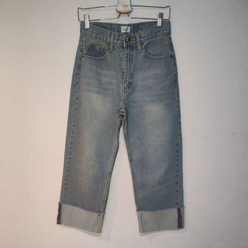 กางเกงยีนส์ เอวสูง ไซส์ L ปลายขาพับ ป้าย Oops!! Jeans (ใหม่ไม่เคยใส่)