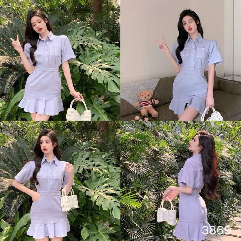 🦋เดรสใส่ทำงาน คอปกกระดุม : #Mch3869