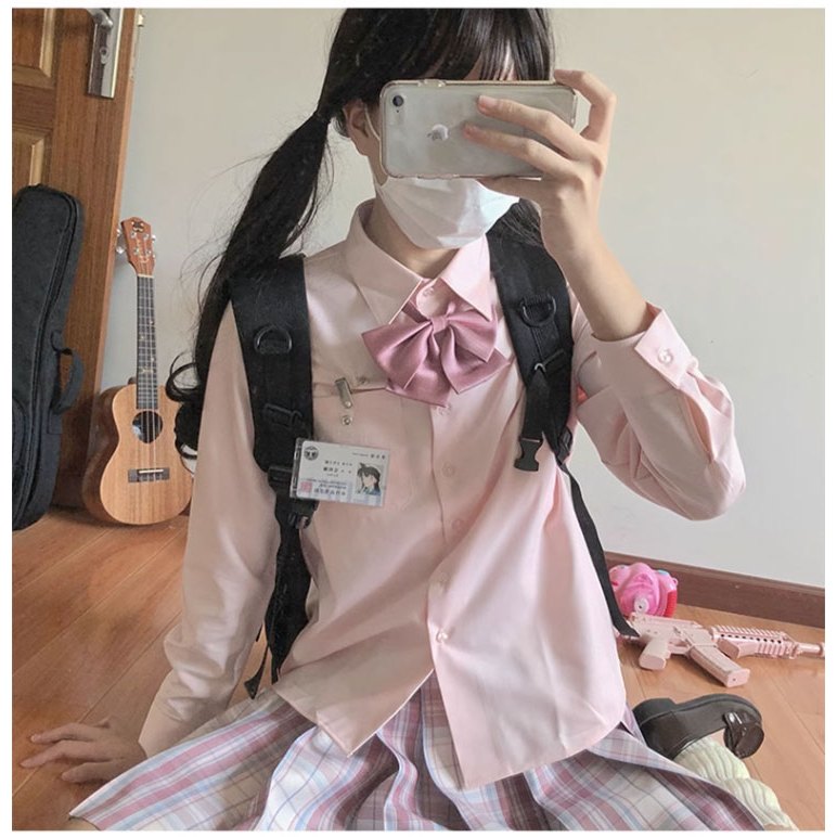เสื้อเชิ้ตแขนยาวคอปกผู้หญิง oversize cotton เสื้อผ้าแฟชั่นสไตล์ญี่ปุ่นสุดน่ารักสไตล์วิทยาลัย เรียบๆแต่สวยใส่ชิวๆ FUUU060