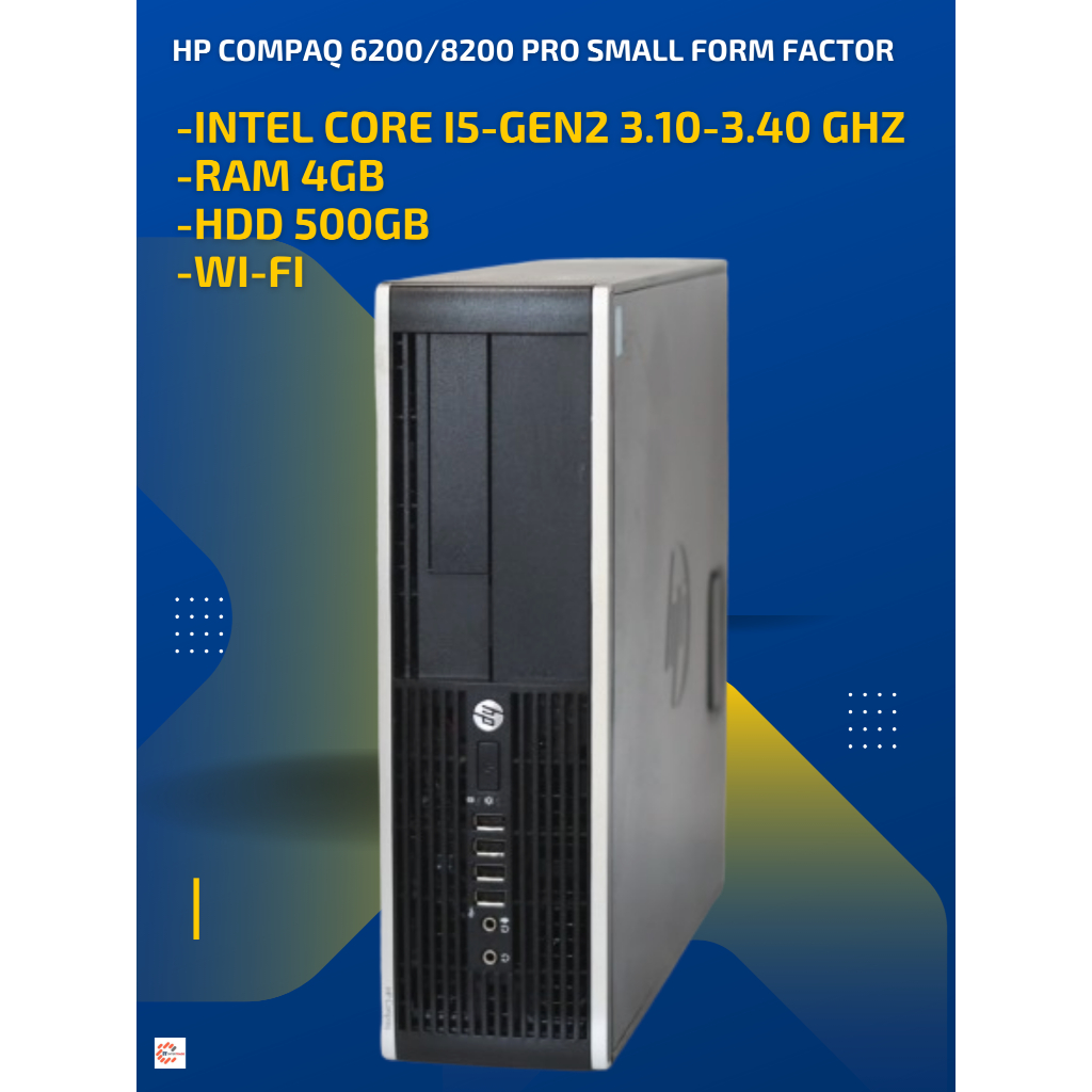 HP Compaq 6200/8200 Pro Small Form Factor -Intel Core i5-GEN2 3.10-3.40 GHz  -RAM 4GB  -HDD 500GB  -Wi-Fi