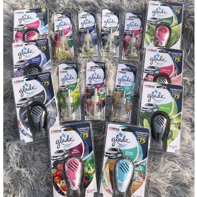 (((รีฟิลขวดเติม))และพร้อมเครืองGlade เกลด สปอร์ต รีฟิล ผลิตภัณฑ์ปรับอากาศ ในรถยนต์ 7 มล.