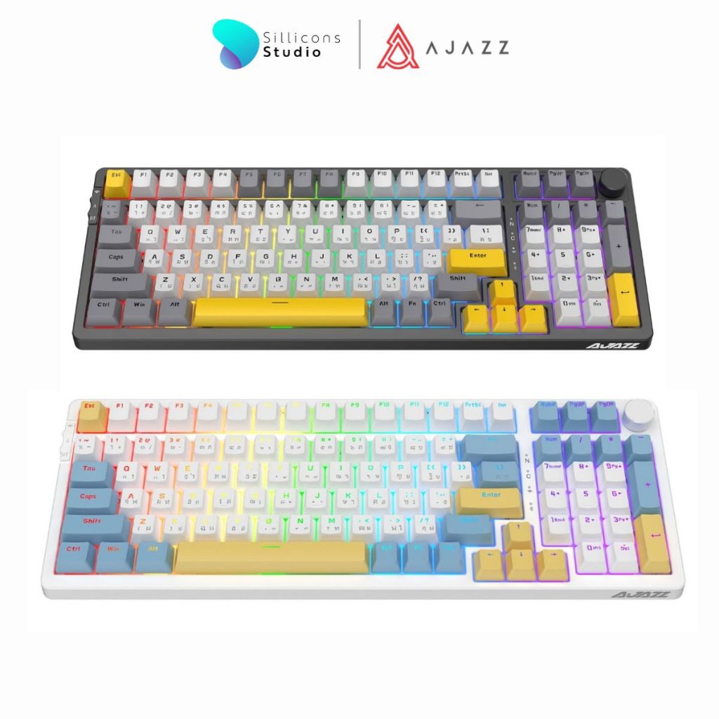 คีย์บอร์ดเกมมิ่ง Ajazz AK992 Tri-Mod RGB Version 99Key Gasket Mechanical Keyboard รับประกันสินค้า 1 