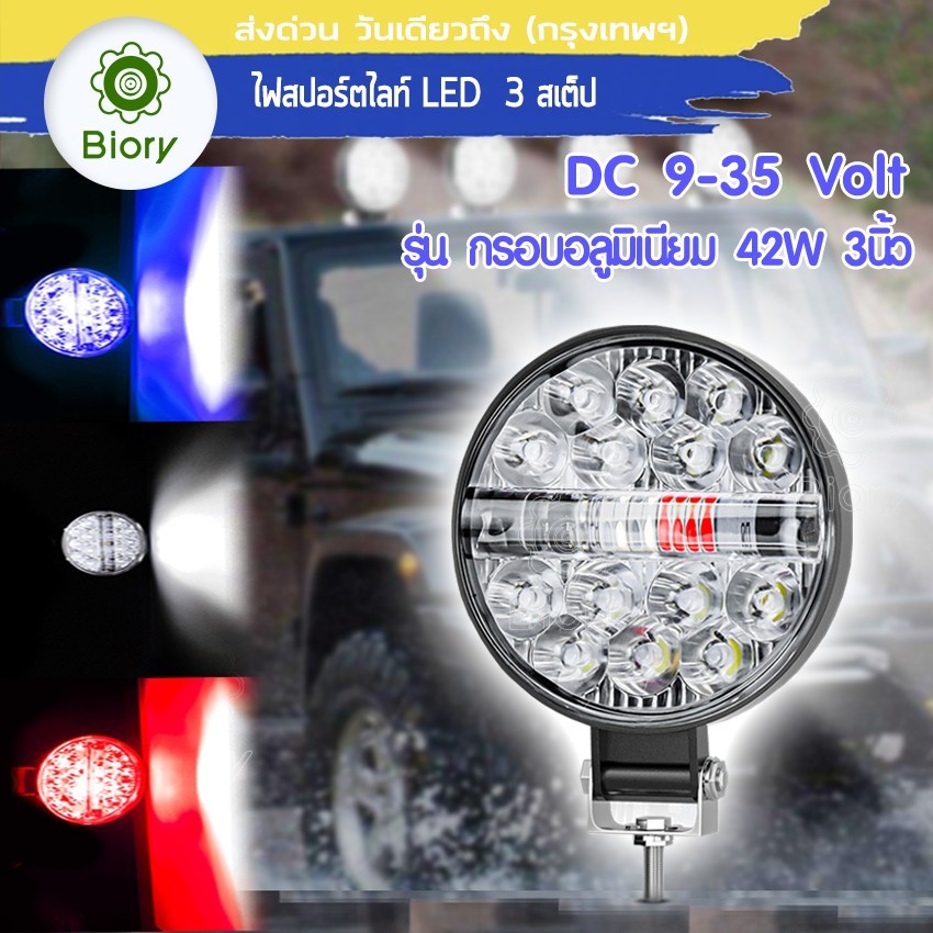 Biory Mini 3 นิ้ว ไฟตัดหมอก DC 9-35Volt รุ่น 42W ไฟ LED รถไถ ไฟออฟโรด มอไซ รถไฟฟ้าและสกู๊ตเตอร์ไฟฟ้า EV E01 E46 ^SA