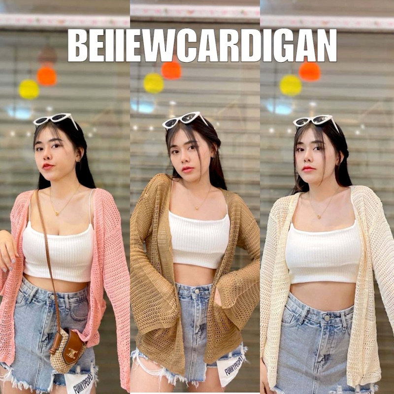 Beiiew เสื้อคลุมผ้าไหมพรมงานผ้าถักทอตาราง ทรงถ่วงยาว แต่งกระเป๋าข้างคู่ เป็นงานด้ายผ้าฟูไหมพรมนุ่ม
