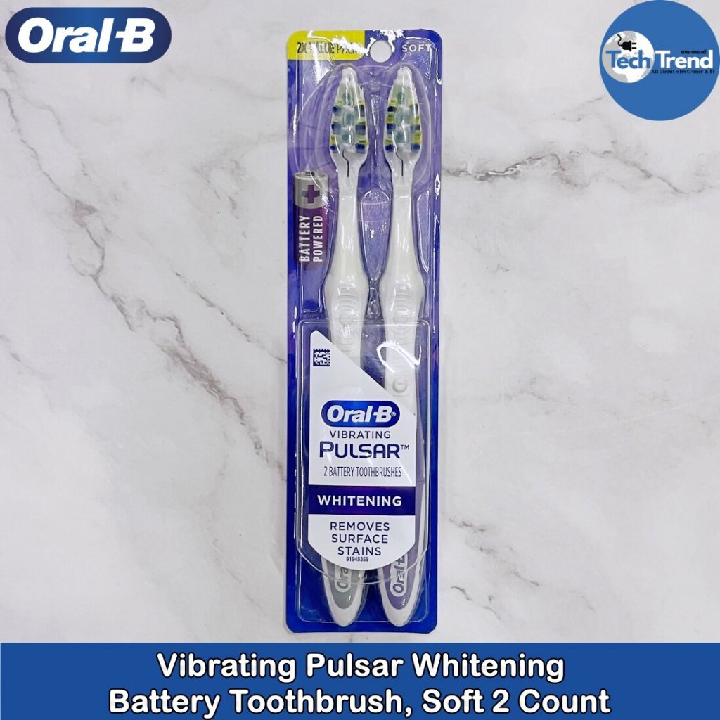 (Oral-B) Vibrating Pulsar Whitening Battery Toothbrush, Soft 2 Count ออรัล-บี แปรงสีฟันไฟฟ้า แบบใช้แบตเตอรี่