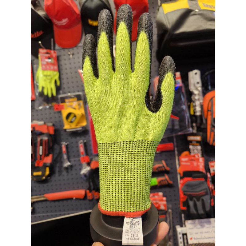 ถุงมือกันบาดคัท level 5 เวอร์ชั่นไม่มีโลโก้สีเขียวสะท้อนแสง hivision