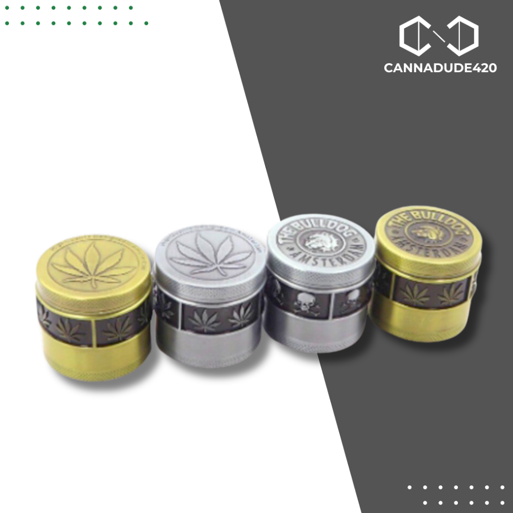 Grinder 4 Layer Leaf Style 55mm Amsterdam Pattern leaf beside เครื่องบด ที่บด 4 ชั้น ลายใบ ด้านข้าง