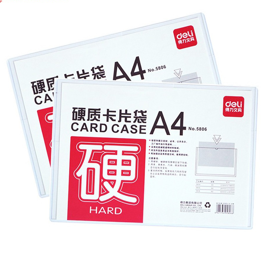 การ์ดเคส ซองพลาสติก PVC ใส่กระดาษ ขนาด A4 (แพ็ค 10 ชิ้น) ซองพลาสติกแข็ง แฟ้ม การ์ดเคสA4 Deli 5806 Card Case  office