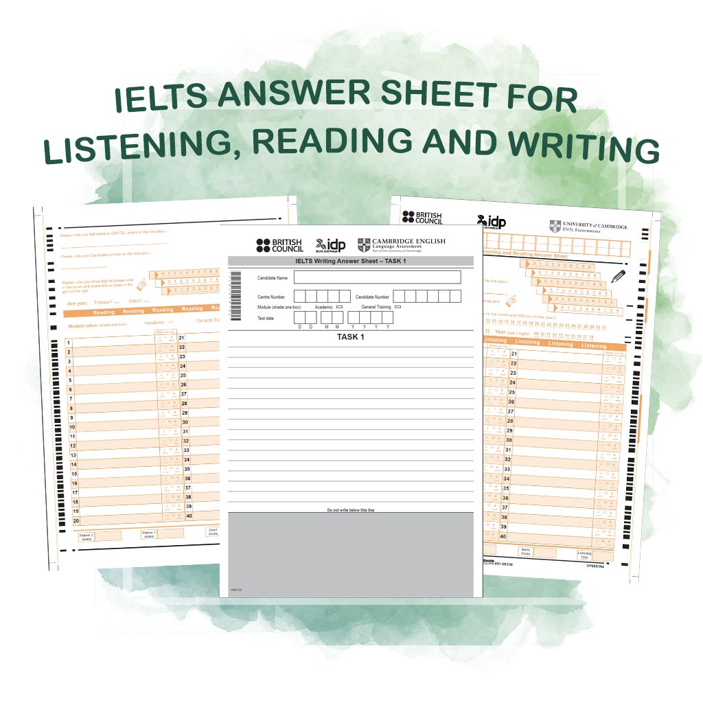 IELTS Answer sheet กระดาษคำตอบสำหรับฝึกทำข้อสอบ IELTS