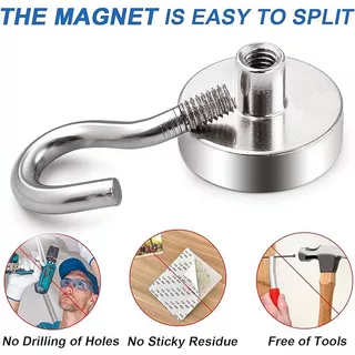 แม่เหล็กตะขอ Neodymium Magnet ตะขอแม่เหล็ก ตะขอแม่เหล็กทรงพลัง ตะขอเกี่ยว แขวนกุญแจ แม่เหล็กแรงสูง Hook Magnet