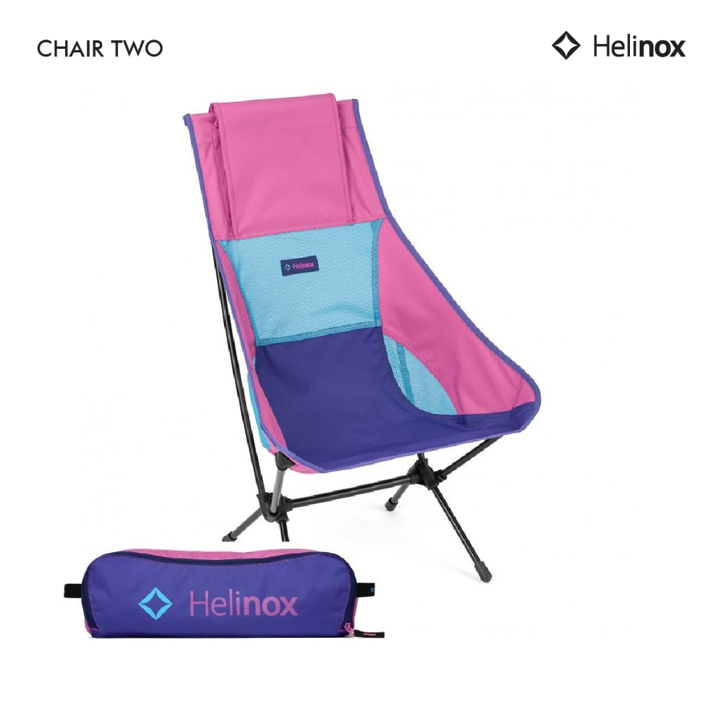 Helinox Chair Two เก้าอี้พับแคมป์ปิ้งพนักพิงสูง ผ้าผสมตาข่ายระบายอากาศ มีช่องใส่หมอนและกระเป๋าข้าง เบา พับเก็บได้ สะดวก