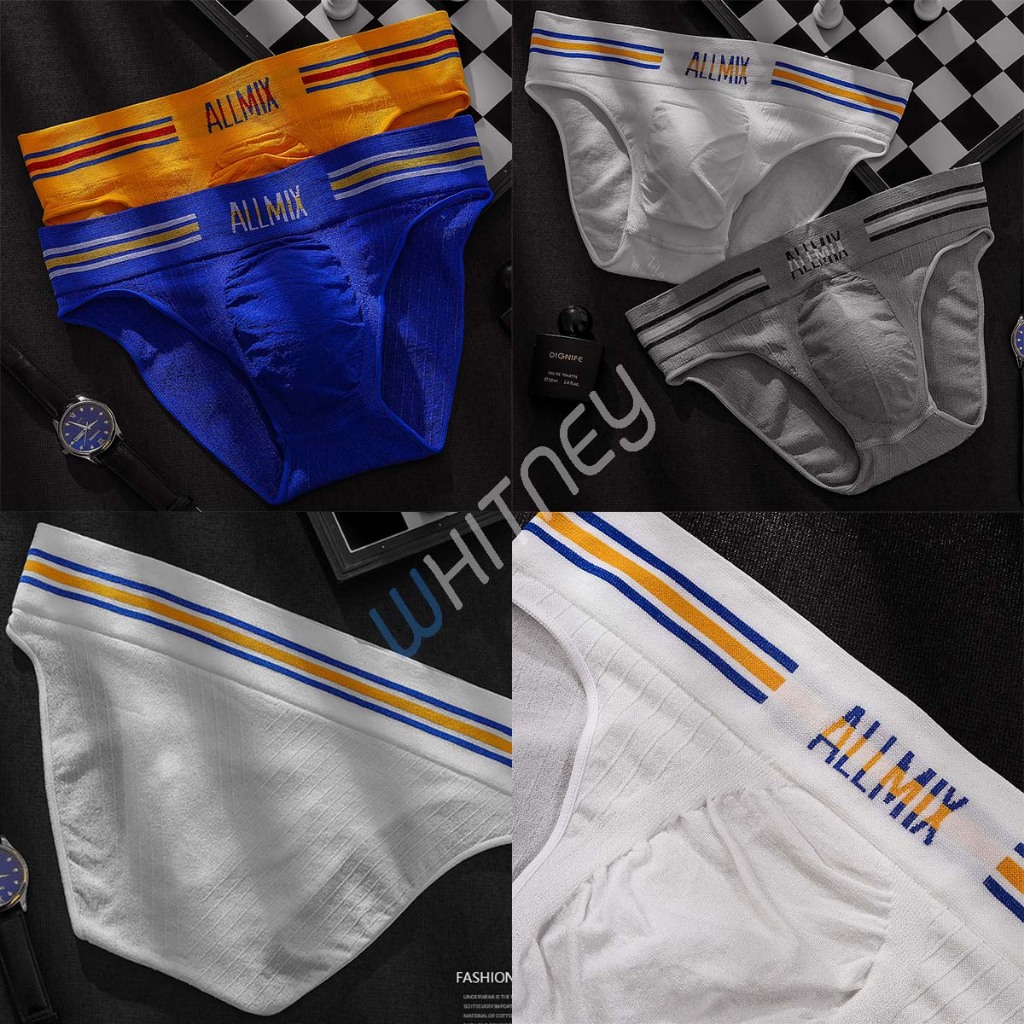 กางเกงในผู้ชาย มีเป้า ALLMIX ขอบ 3 สี ผ้า Nylon(EUM8)