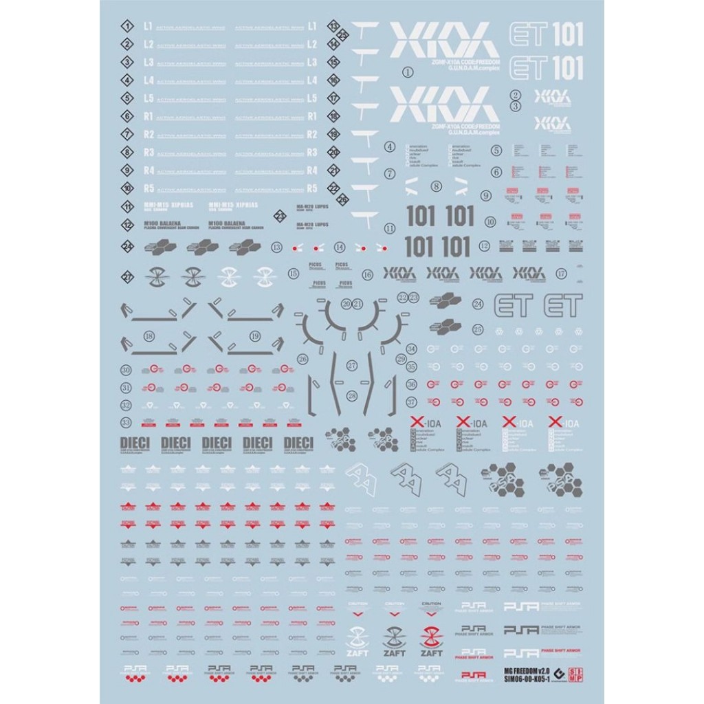 EVO Water Decals for MG 1/100 Freedom Gundam 2.0